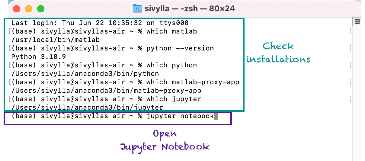 检查Python和MATLAB安装,然后打开Jupyter笔记本。
