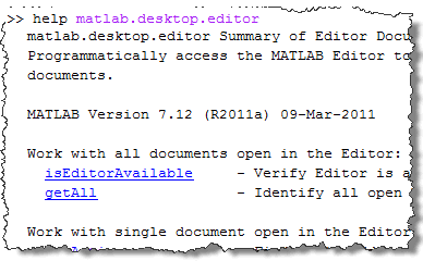 help matlab.desktop.editor