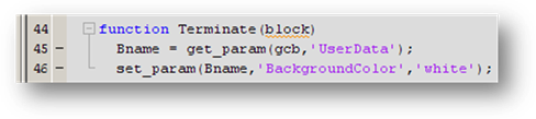 终止函数，将块设置回白色背景。