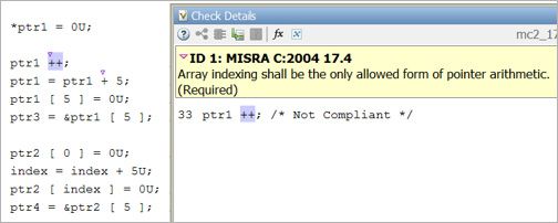 MISRA C:2004 Rule 17.4将指针算术限制为数组索引。