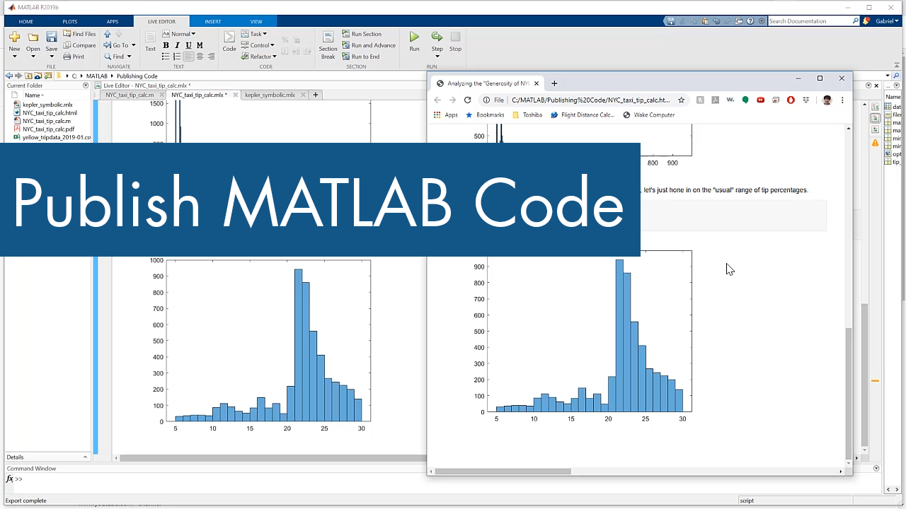 从MATLAB编辑器以HTML等格式发布MATLAB代码共享您的工作。