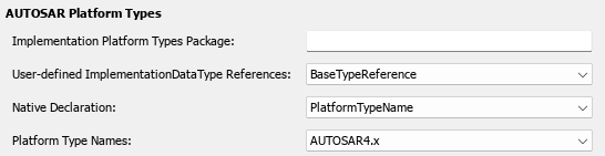 AUTOSAR的平台类型XML选项来选择实现平台类型包,用户定义的实现类型引用,和本地声明。