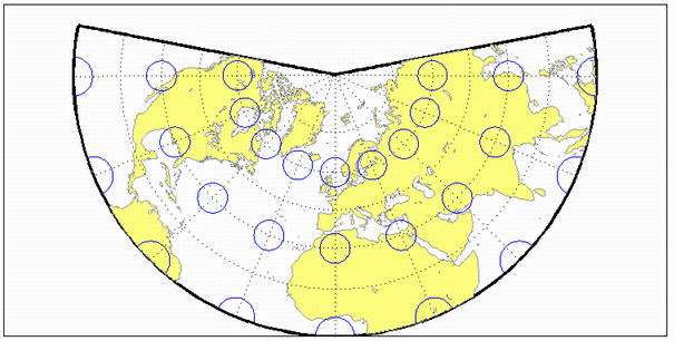 世界地图使用兰伯特正形圆锥投影