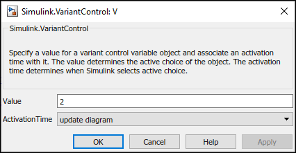 Create variant control variable object from VariantControl dialog box