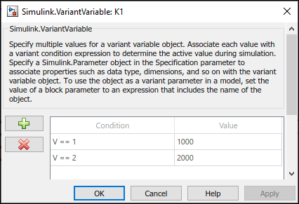 Create variant parameter object from VariantVariable dialog box