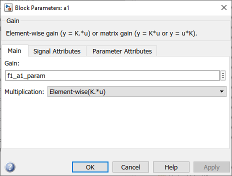 块a1块参数对话框。块获得f1_a1_param设置。