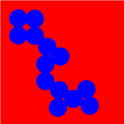 二进制图像显示为红色背景和蓝色区域。