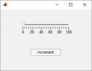 UI图窗口与滑块组件的值1,和一个按钮下面的滑块文本“增量”。
