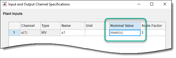输入和输出通道的上部规范对话框,显示的意思(u)在te标称值输入框。