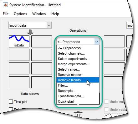 系统辨识的左上部分应用,显示删除趋势bae选中。
