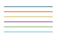 六种线条采用“余色”线条风格循环的方法。每条线的颜色不同，但线条风格相同。