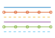 六行使用“withcolor”线条样式循环方法。前三条线使用前三种颜色的所有三种线条样式。最后三条线与接下来的三种颜色重复线条样式。