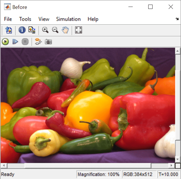 视频查看器显示窗口显示图像的辣椒。