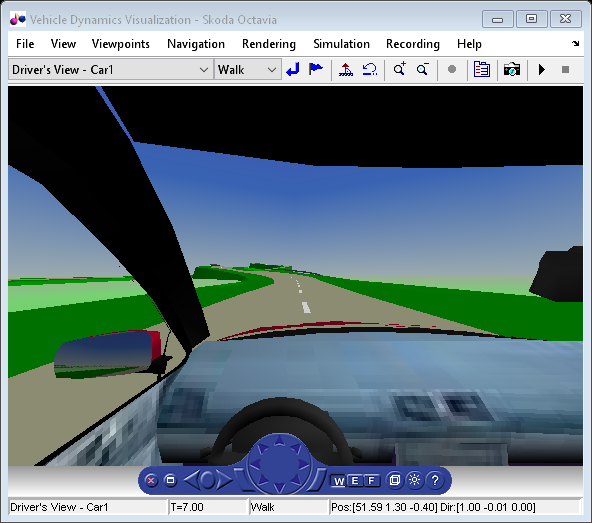 Vehicle Dynamics Visualization with Live Rear Mirror Image
