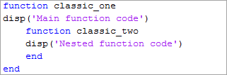 函数包含代码和一个嵌套函数,每个函数的代码的函数声明保持一致。