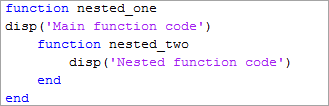 函数包含代码和一个嵌套函数,使用嵌套函数中的代码缩进的嵌套的函数声明。