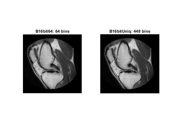图中包含2个轴。标题为B16bit64:64箱的轴1包含image类型的对象。标题为B16BITNIQ:448箱的轴2包含image类型的对象。