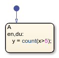 在状态中使用计数运算符的状态流图。